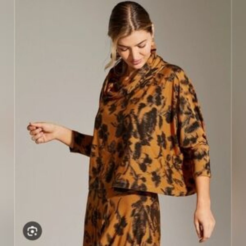 Bryn Walker Astrid Orange and Black Floral Top